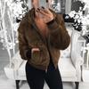 Solid Color Long-sleeved Hooded Coat Fluffy Faux Fur Cardigan Winter Zipper Jacket