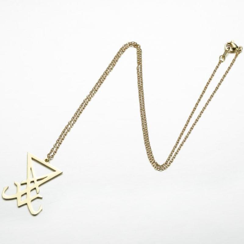 Creative Satan Symbol Necklace Hip Hop Punk Devil Jewelry Sigil of Lucifer Necklace Stainless Steel Pendant Chain