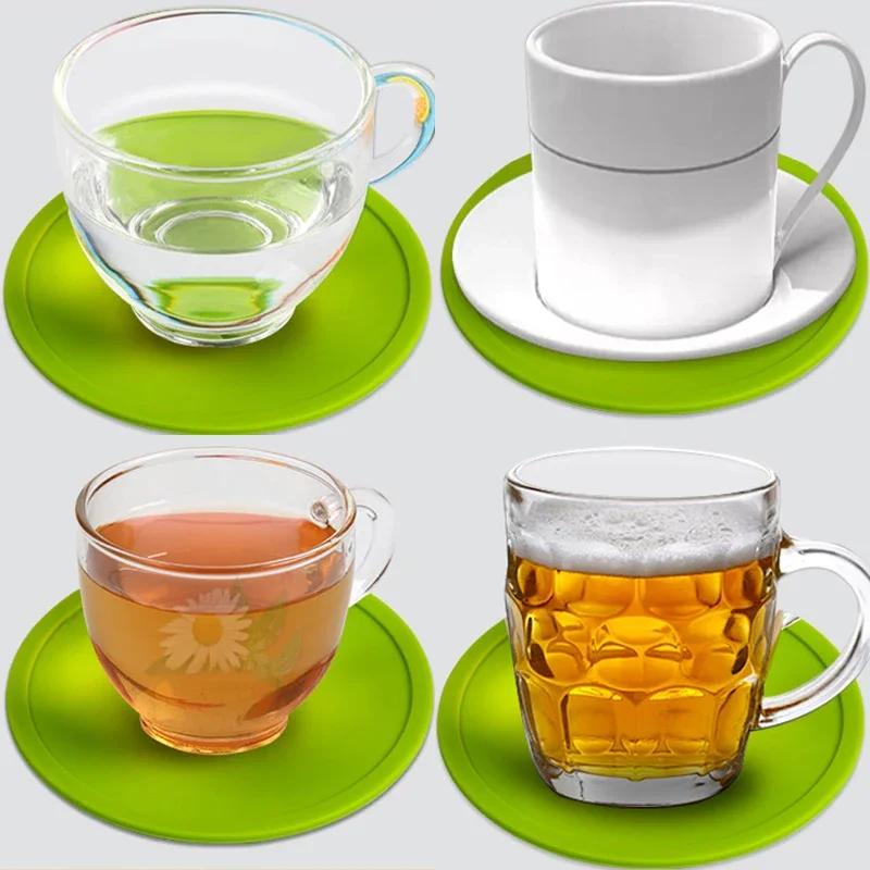 Modern Minimalist Solid Color Silicone Coaster Anti Slip & Anti Scalding Home Use Insulated Coaster with Circular Design