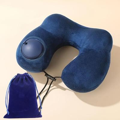 Soft Press To Inflate Pillow U-Shaped Neckrest Pad Inflatable Travel Pillow  Outdoor Travel