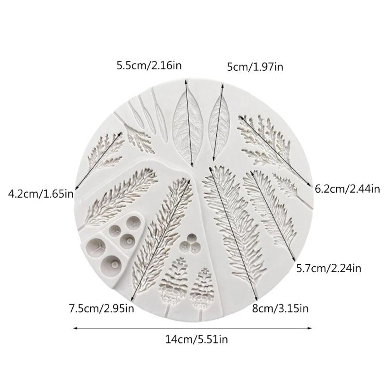 Silicone Mould Pine Branch Pinecones Fondant Molds For Cake Decorating Cupcake