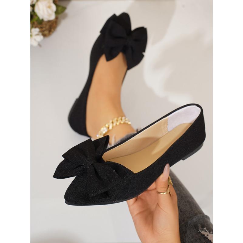 New flat-bottomed casual single shoes women's large-size bow-pointed lazy shoes tm