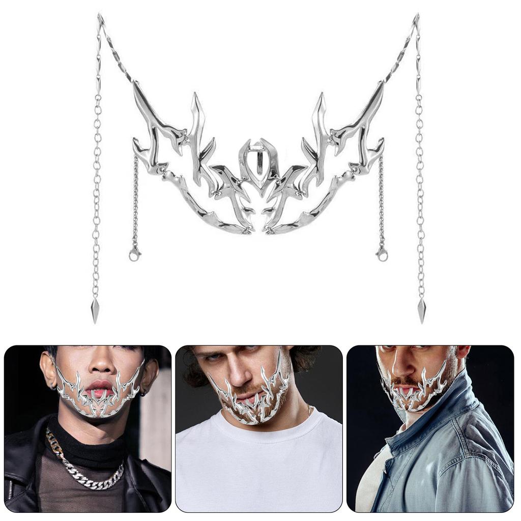 Mechanical Half Mask Irregular Metal Face Accessory Cosplay Face Chain Halloween Unisex Fashion Jewelry for Party Wear