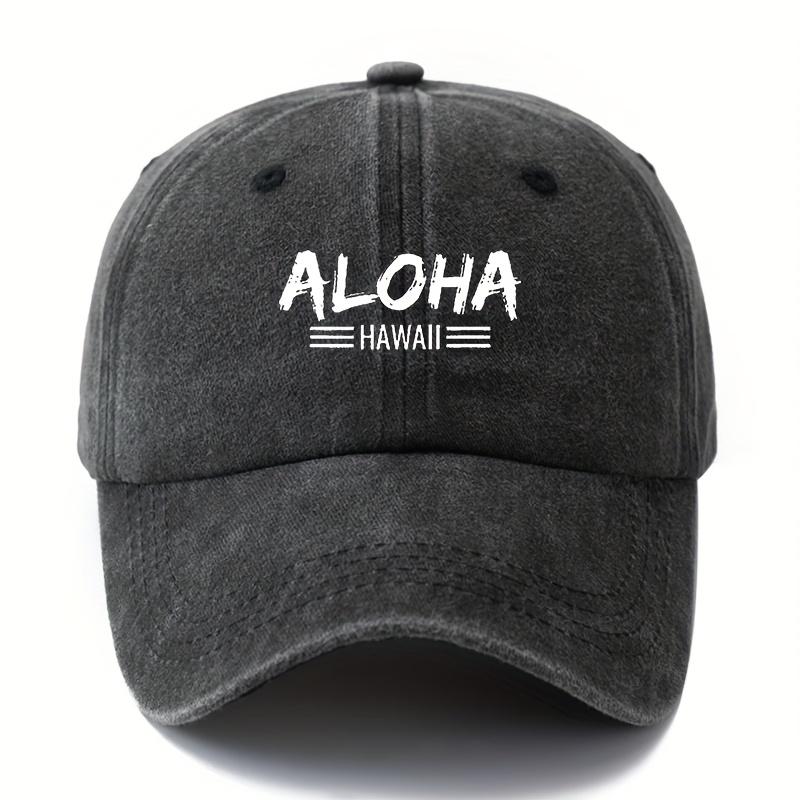 MAKEFGE Unisex Baseball Cap Lightweight Vintage Washed Trucker Hat with Bold ALOHA Lettering Curved Brim for Outdoor Hawaii