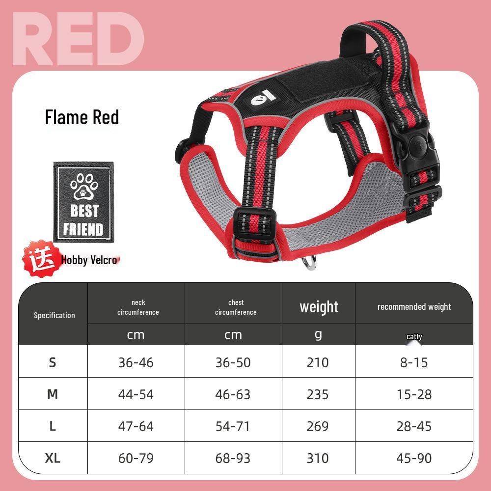 Large Dog Vest-Style Harness with Velcro & Shock-Resistant Leash