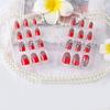 24Pcs Red Round False Nails Acrylic Uv Gel Full French Fake Nails Art Tips Tools