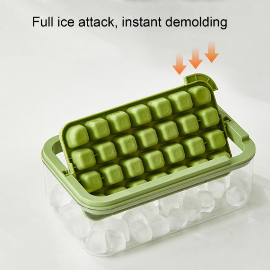 Large Ice Cube Tray with Lid And Bin Easy-Release Stackable Ice Cube