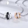 Paar-Halskette, Edelstahl-Halskette mit Zirkonia-Anhänger, für Männer und Frauen, Paar-Halskette, größenverstellbarer Ring, ideal für den Geburtstag. Kommt in einem