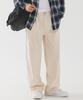 PIANER Semi-Wide One-Pleat Cotton Pants (Cream)