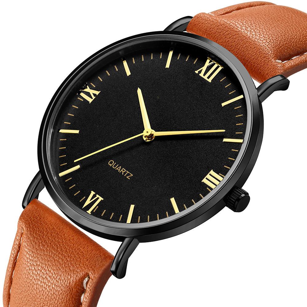 Men'S Roman Scale Ultra-Thin Quartz Belt Watch, Versatile Simple Casual Men'S Watch Student Watch