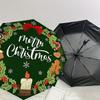 1pc Christmas Wreath with Treats Umbrella with Plastic Handle,Suitable for All Seasons Home Travel Outdoor UmbrellaDD220