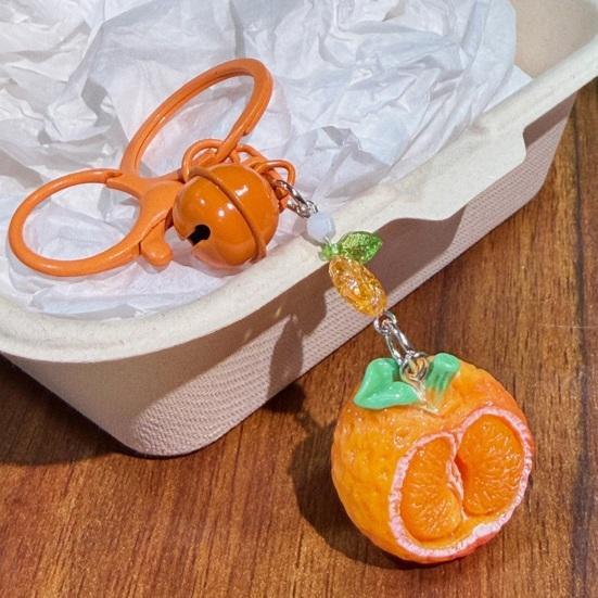 Bag Pendant 1:1 Realistic Orange Shape Resin Keychain with Bell Sound High Simulation Fruit Charm Key