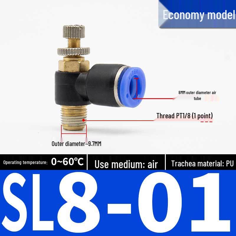 Connettori Pneumatici a Innesto Rapido: Raccordi per Tubi dell'Aria e Valvola a Farfalla con Controllo di Velocità SL4/6/8 per Cilindri