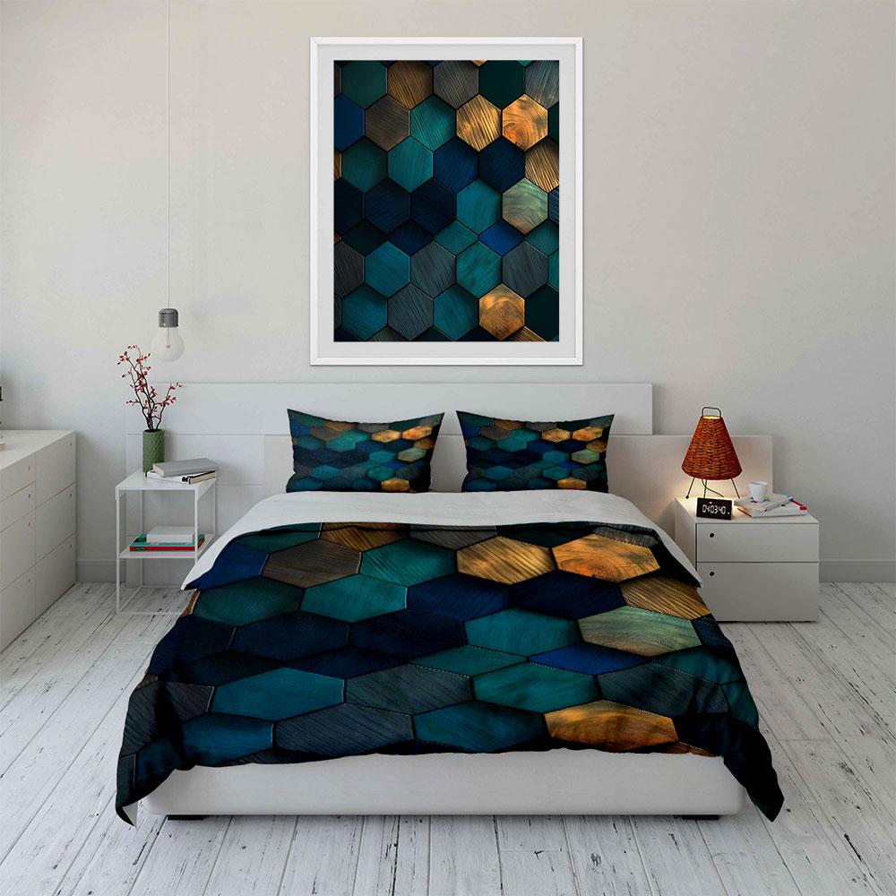 Hexagonal Geometric Bedding Set Bedding Duvet Cover Set Duvet Cover Pillowcases (1 * Duvet Cover 2 * Pillowcases, Without Duvet Insert)