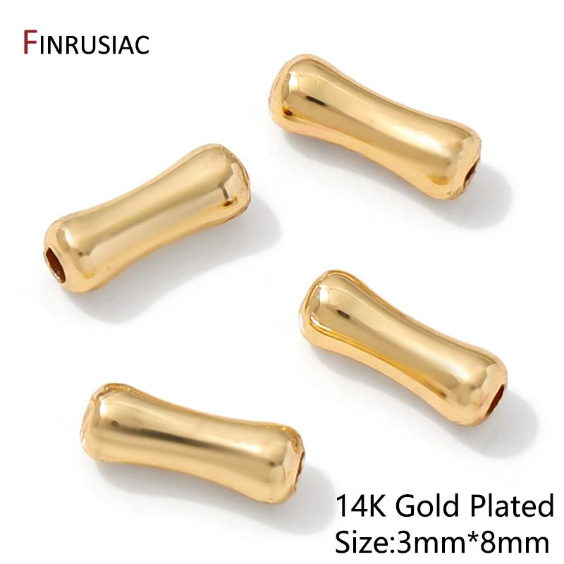 14K Gold Plated Brass Bone Shape Tube Beads,Supplies For Jewelry,Separators Spacer Beads For DIY Bracelet Making Accessories