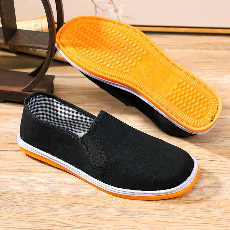 Old Beijing Cloth Shoes Beef Tendon Sole Tire Sole Lasagna Black Cloth Shoes Male Driver Working Elastic Canvas Shoes
