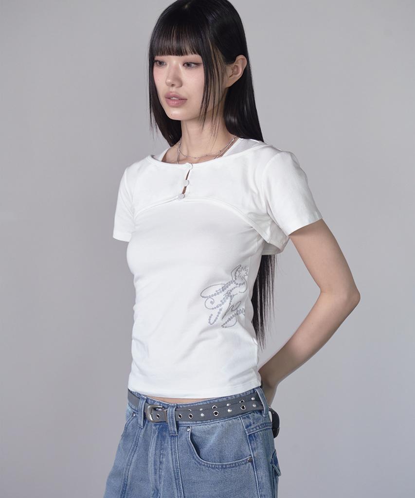 PRENDA Bolero Layered Tee Set White