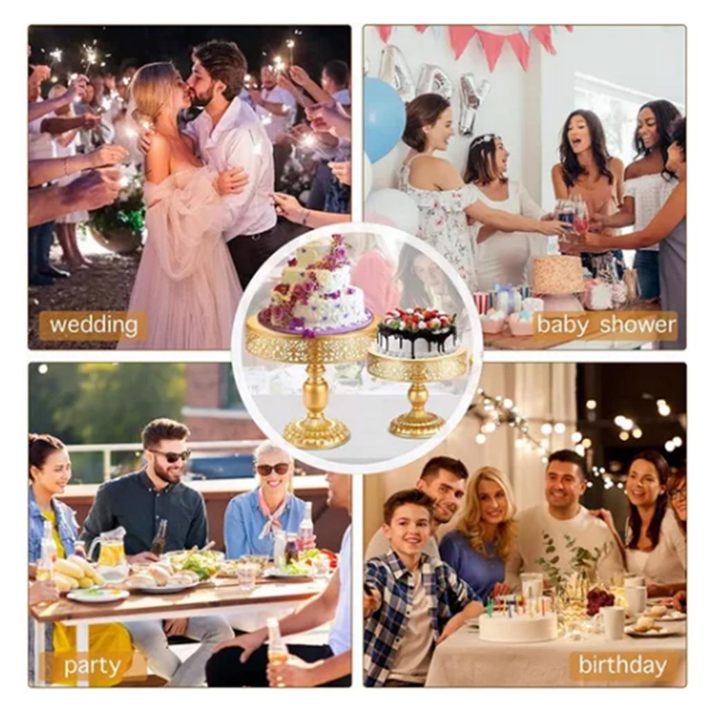 3PCS Gold Cake Stand Decorative Iron Reusable Detachable Stable Cupcake Holder for Party