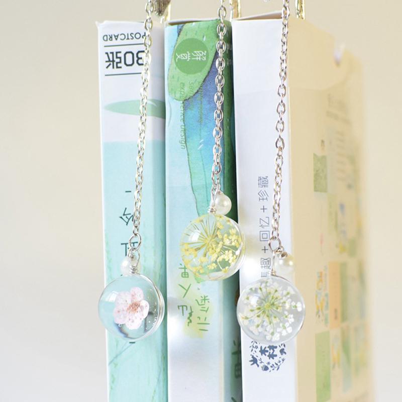 Flower Specimens Bookmark Pendant Metal Book Mark School Office Supply