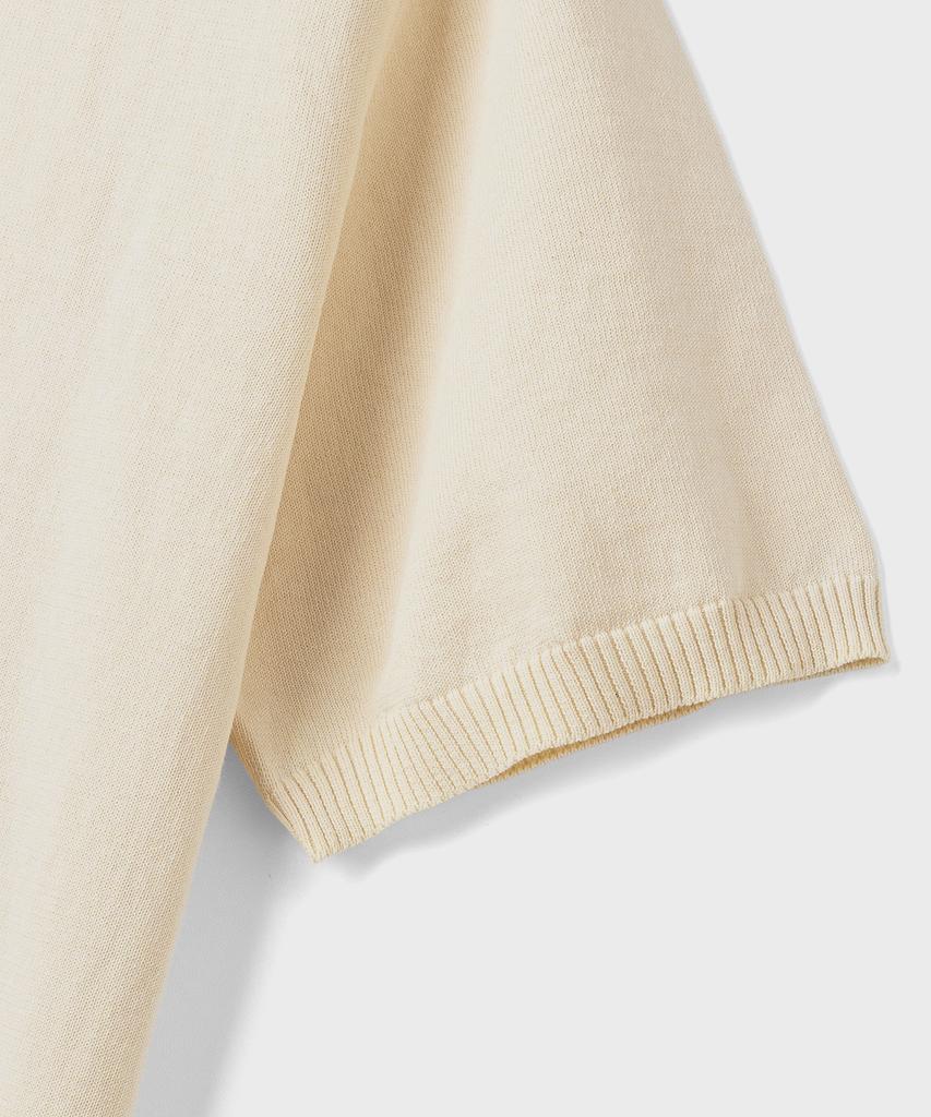Andeleusenandeleusen Short Sleeve Knit Polo Shirt Raw Cotton