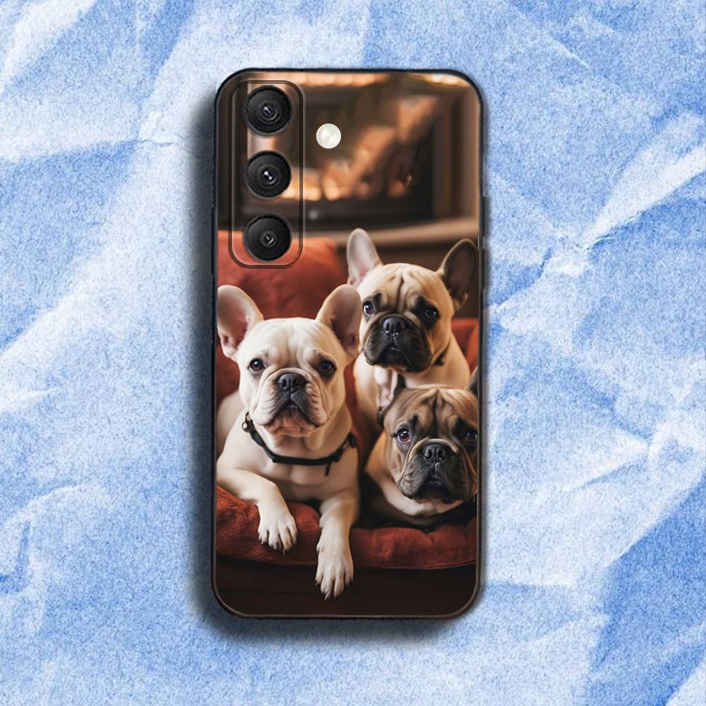 F-French B-BulldogS Dog Phone Case For Samsung S 25,24,23,22,30,21,10,9,Ultra,Plus,Lite,FE,4,5G Black Soft Case