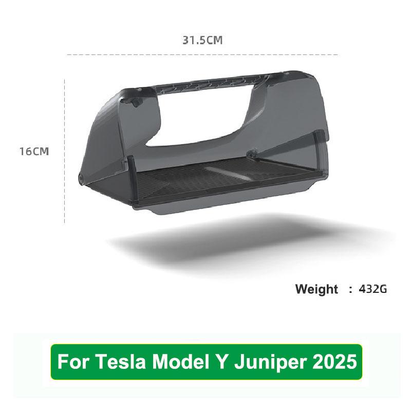 Pour Tesla Model Y Juniper 2025 Model 3 Highland 2024 Boîte de rangement cachée sous l'écran Organiseur de console centrale derrière l'écran