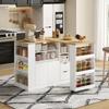 Kitchen Island with Pull-out Countertop, 115 Cm Storage with Three-sided Shelves and Two Drawers, Coffee Bar, Suitable for Dining Rooms and Home Bars