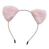 Women Hairband Soft Fluffy Plush Cartoon Kitty Ear Decor Elastic Narrow Brim Anti-slip Regular Fit Solid Color Head Decoration Hair Hoop