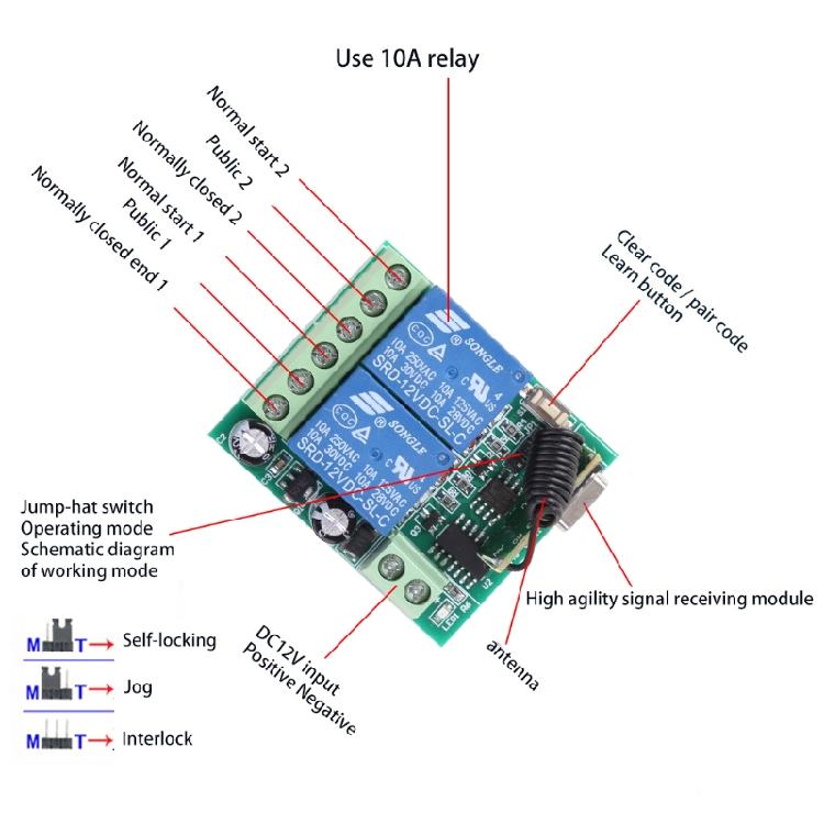 Professional 433mhz Relay Receiver Module Rf Transmitter Remote Control