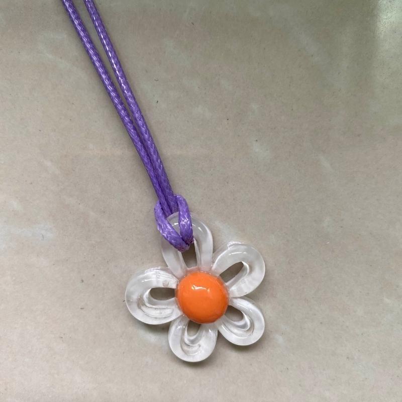 A52E Hong Kong- Braided Leather- Rope Hollow Flower Necklace Female Neck Chain