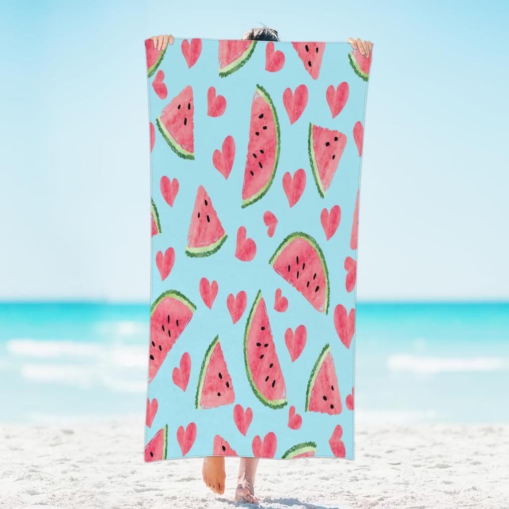 Microfiber Fruit Beach Towels Sand Free Quick Dry Lightweight Travel Bath Towels Large Oversized,Sweet Watermelon Pool Towels