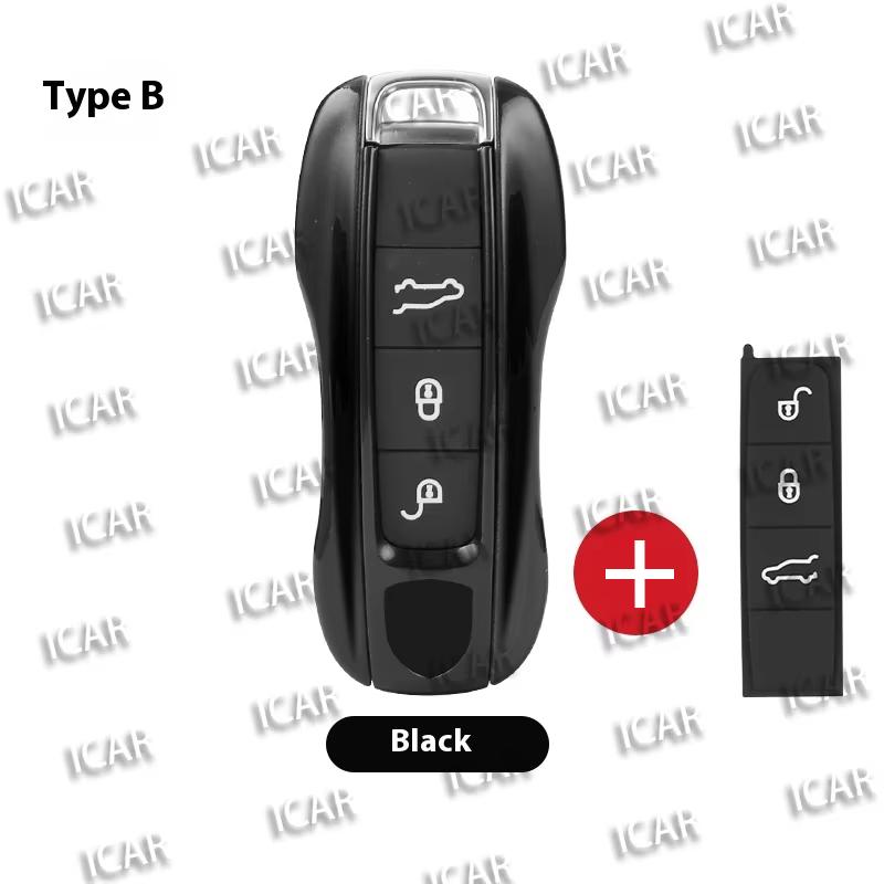 Black for Porsche Panamera Carrera Macan Boxster Cayman Cayenne Taycan 911 970 981 991 Remote Car Key Case Cover Fob Pad Optionl