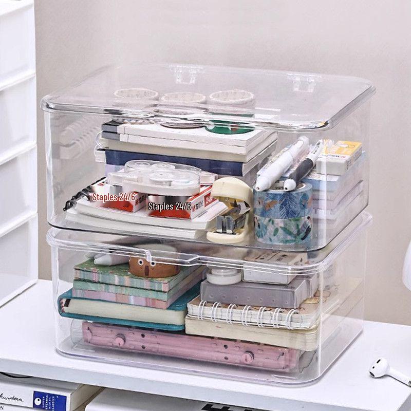 Transparent Acrylic Flip-top Desktop Organizer with Lid