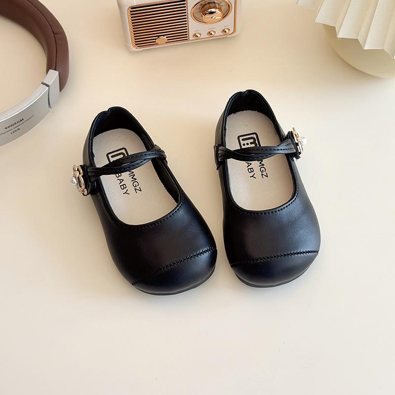 

Girls princess shoes, children s shoes, new spring and autumn student leather shoes, baby flat shoes, girls soft-soled single shoes 16 чёрный