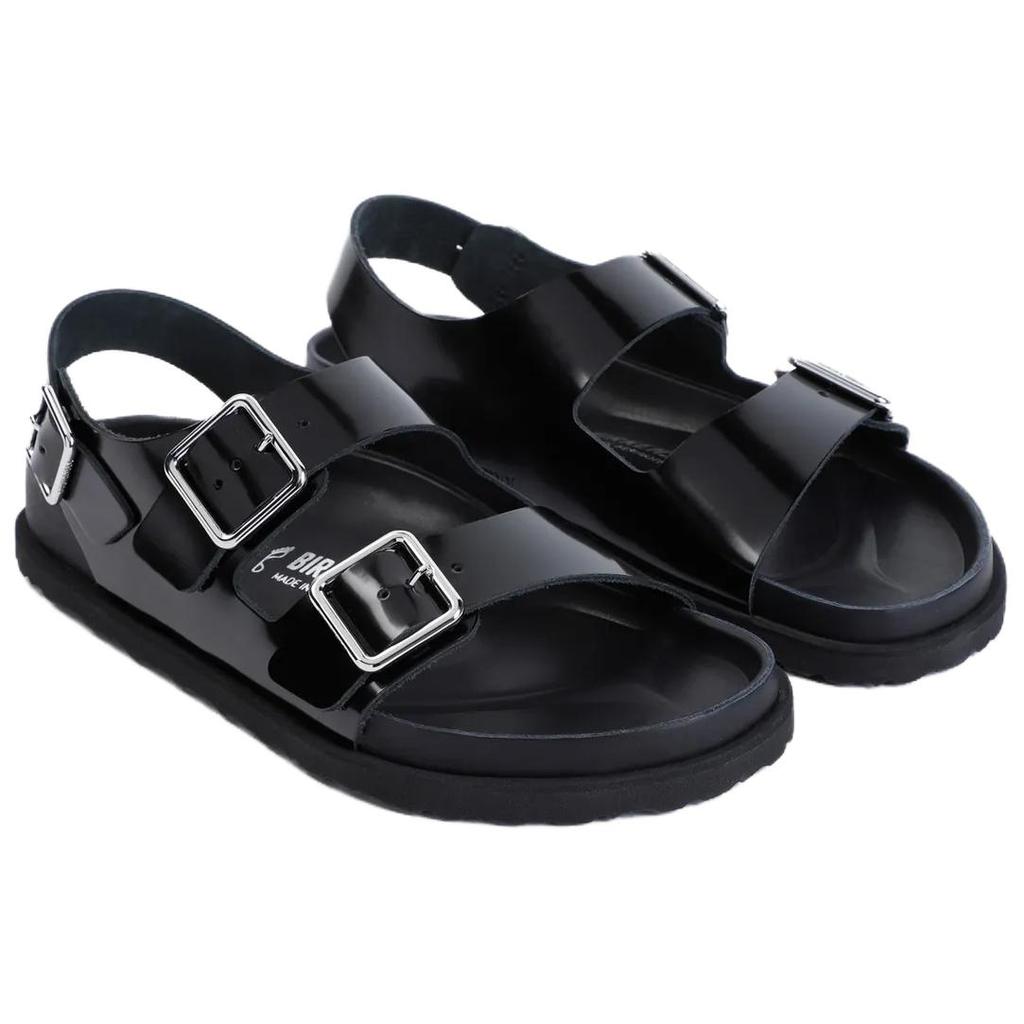 Birkenstock 1774 Milano Leather Fashion Buckle Beach Sandals Men Sandals Black 1027715