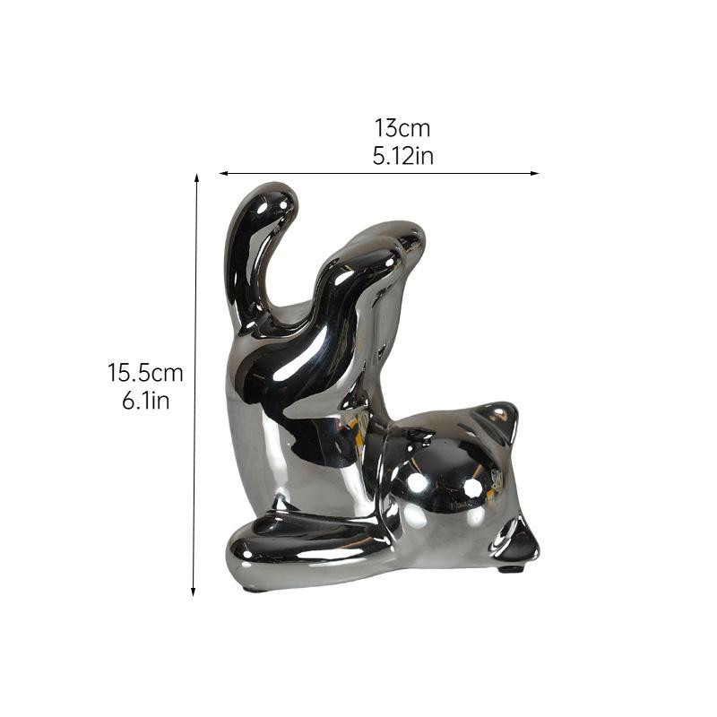 Milky Yellow Yoga Cat Candle Holder Ceramic Candlestick Desk Decoration Wax Melt Burner Aroma Diffuser Home Aroma Container