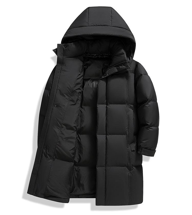 Men's Thickened Long Down Jacket - Winter Casual Over-the-Knee 90% White Duck Down Coat