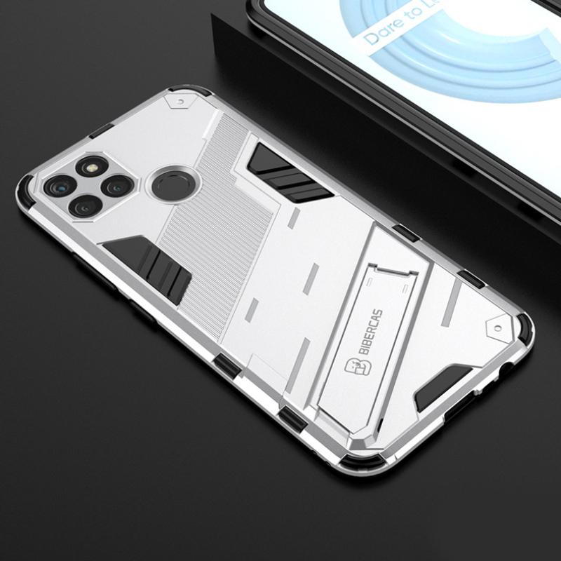 

Для OPPO Realme C21Y C25Y противоударный бронированный чехол задняя крышка магнитная подставка противоударные защитные чехлы для телефонов Coque For Realme C25Y белый