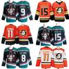 Herren Vintage Eishockey Trikot Team Duck 15 Gestickt Baumwollmischung Trainingsuniform Erwachsener Herbstsaison