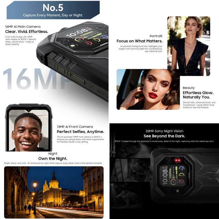 Blackview ROCK 1 Rugged Phone, 8GB+256GB, 6.56 Inch Android 16 MT6769V/CB Helio G81 Octa Core, Network: 4G, OTG, NFC (Black)