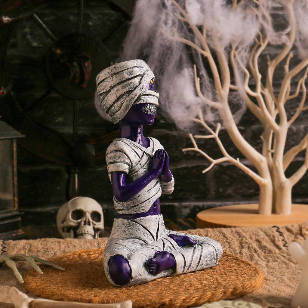 Halloween Lila Mumie Tischdekoration Mit Einzigartigem Harz-Skelett-Design Für Festliche Eleganz