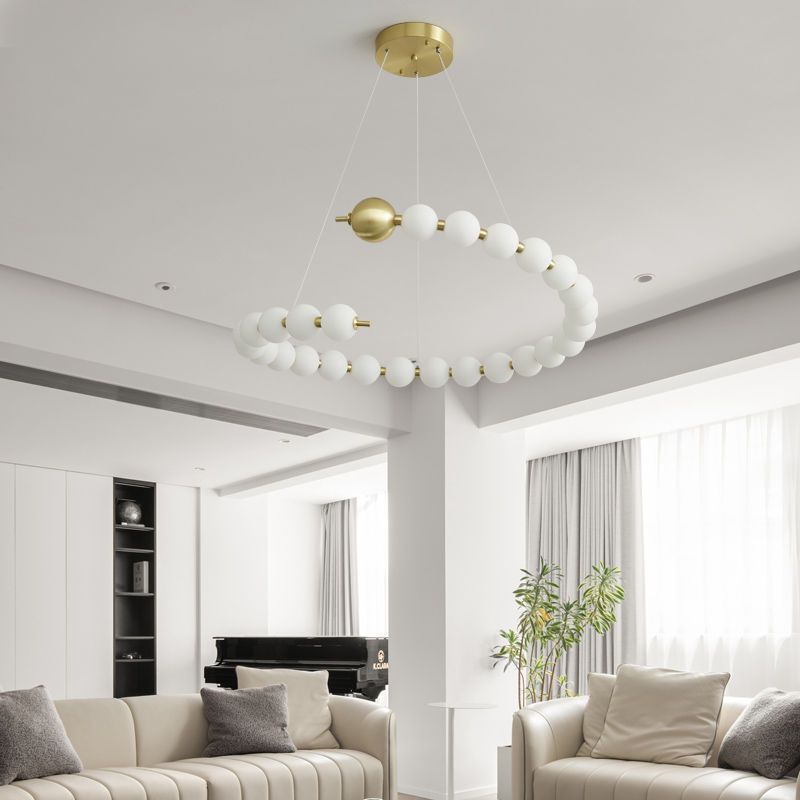 Modern minimalist living room pendant light, luxurious and designer dining room bedroom villa circular art pendant light fixture