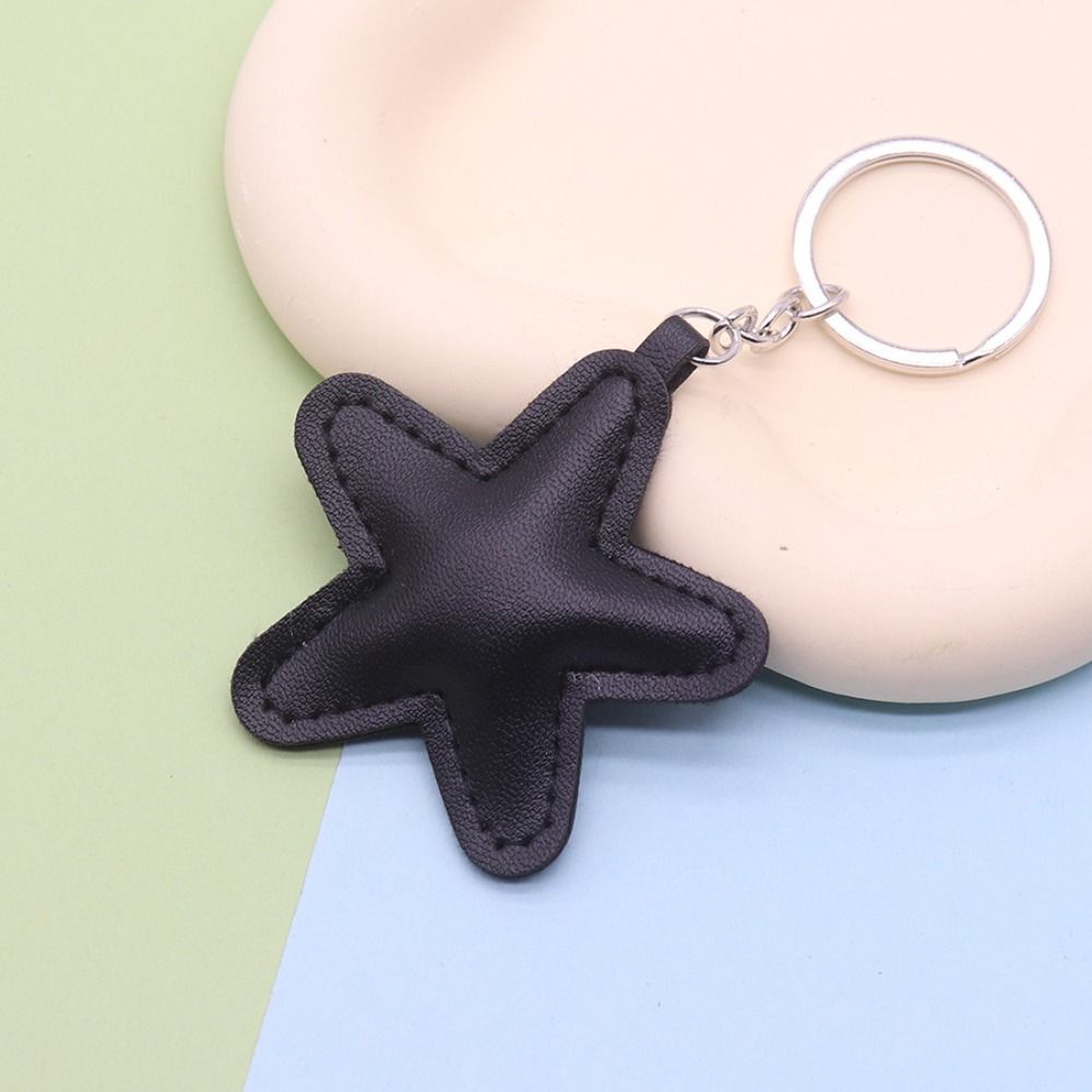 Fashion Star Shape Keychain Car Key Holder Colorful Pendant Leather Keyring  Hanging Accessory
