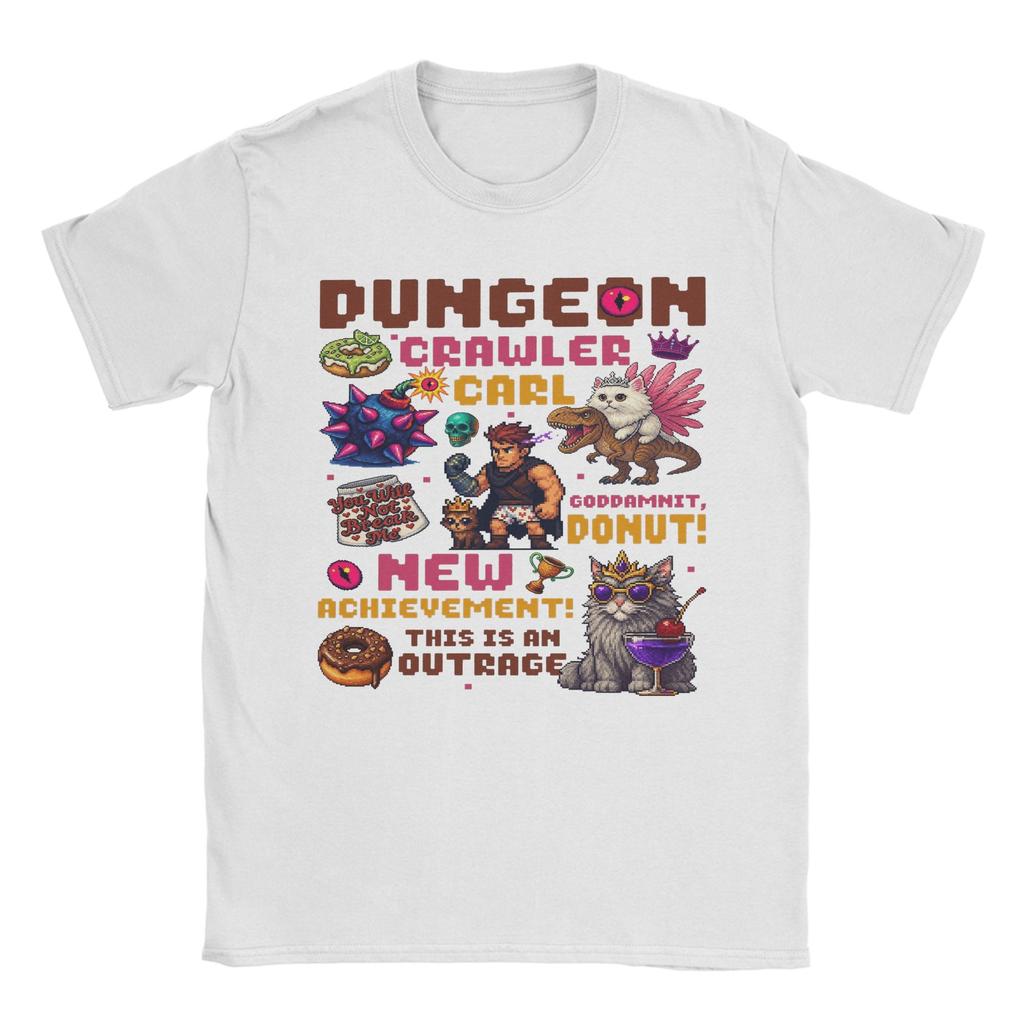 Dungeon Crawler Carl Princess Donut and Mongo T Shirts Men Cotton Vintage TShirt Round Collar Tees Short Sleeve Tops Gift Idea