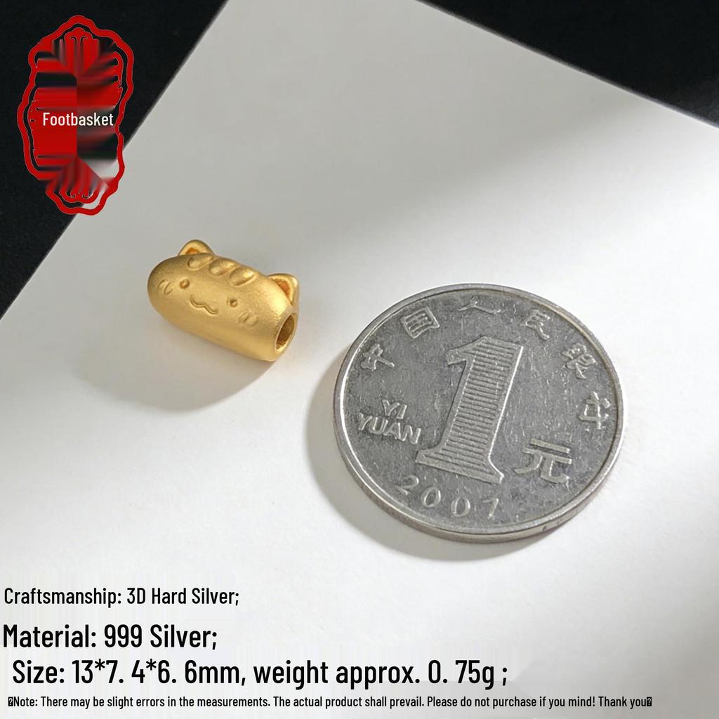 Sterling Silver Cat Spacer Beads for DIY Bracelet and Rope Accessories - Cute Handmade Jewelry