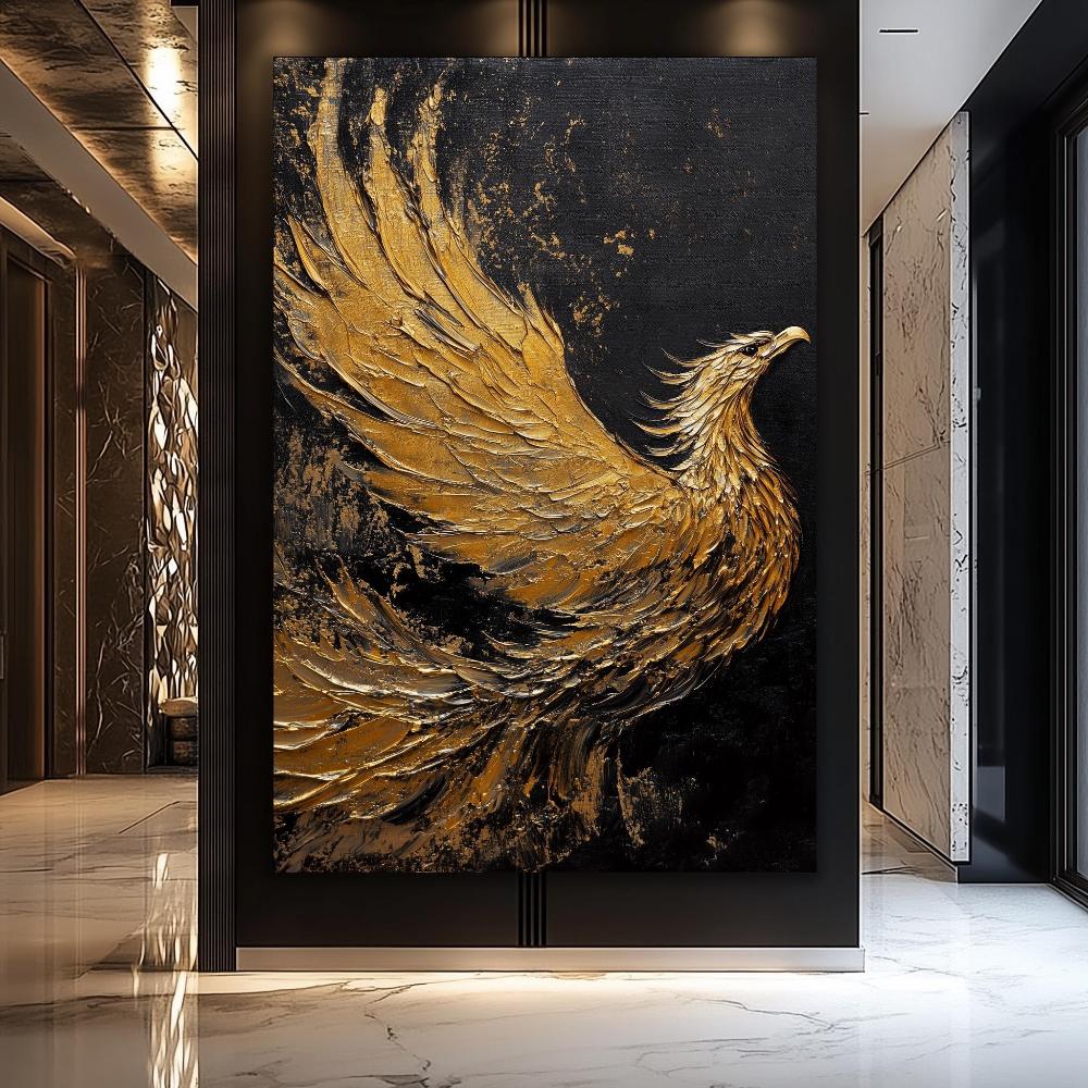 Fox Elephant Eagle Canvas Painting Black Gold Animal Print Poster Luxury Wild Animal Decoration Abstract Modern Gold Home Decor