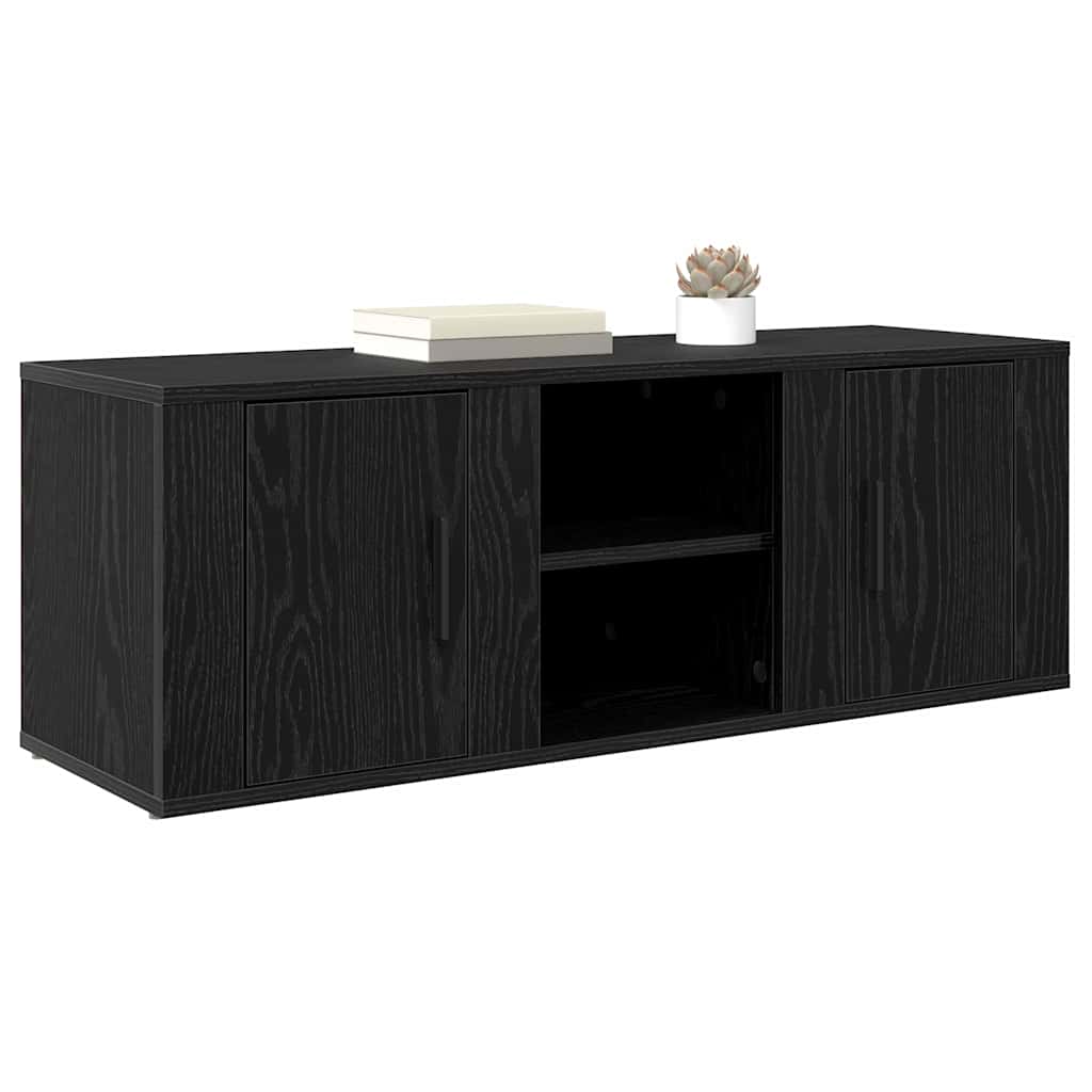 TV Stand Black Oak Effect 100 x 31.5 x 35 cm