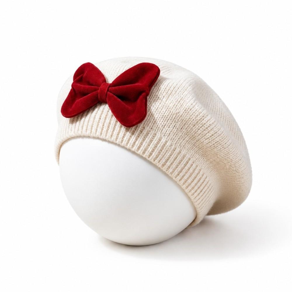 Warm Children Bow Beret Comfortable Kid Beret Cap Fashion Girls Bow Hat For 6M-3Y