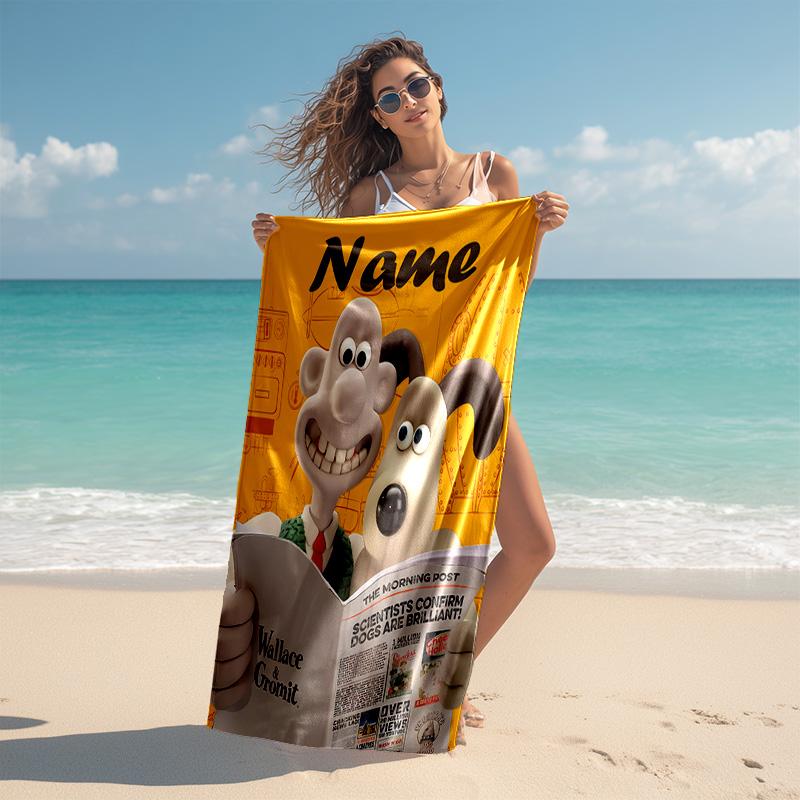 Personalized Customized Proof Beach Towel with Wallace and Gromit Pattern - Soft, Absorbent,quick-drying,perfect Swimming,camping&bathing