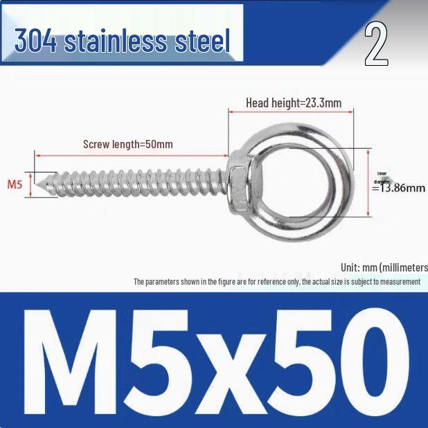 304 Stainless Steel Self-Tapping Eye Bolt with Ring Screw Hook